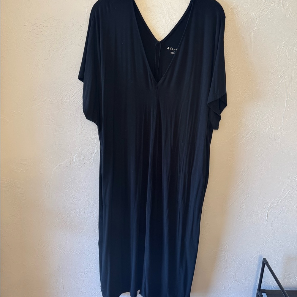 AVA Black V-Neck Dress